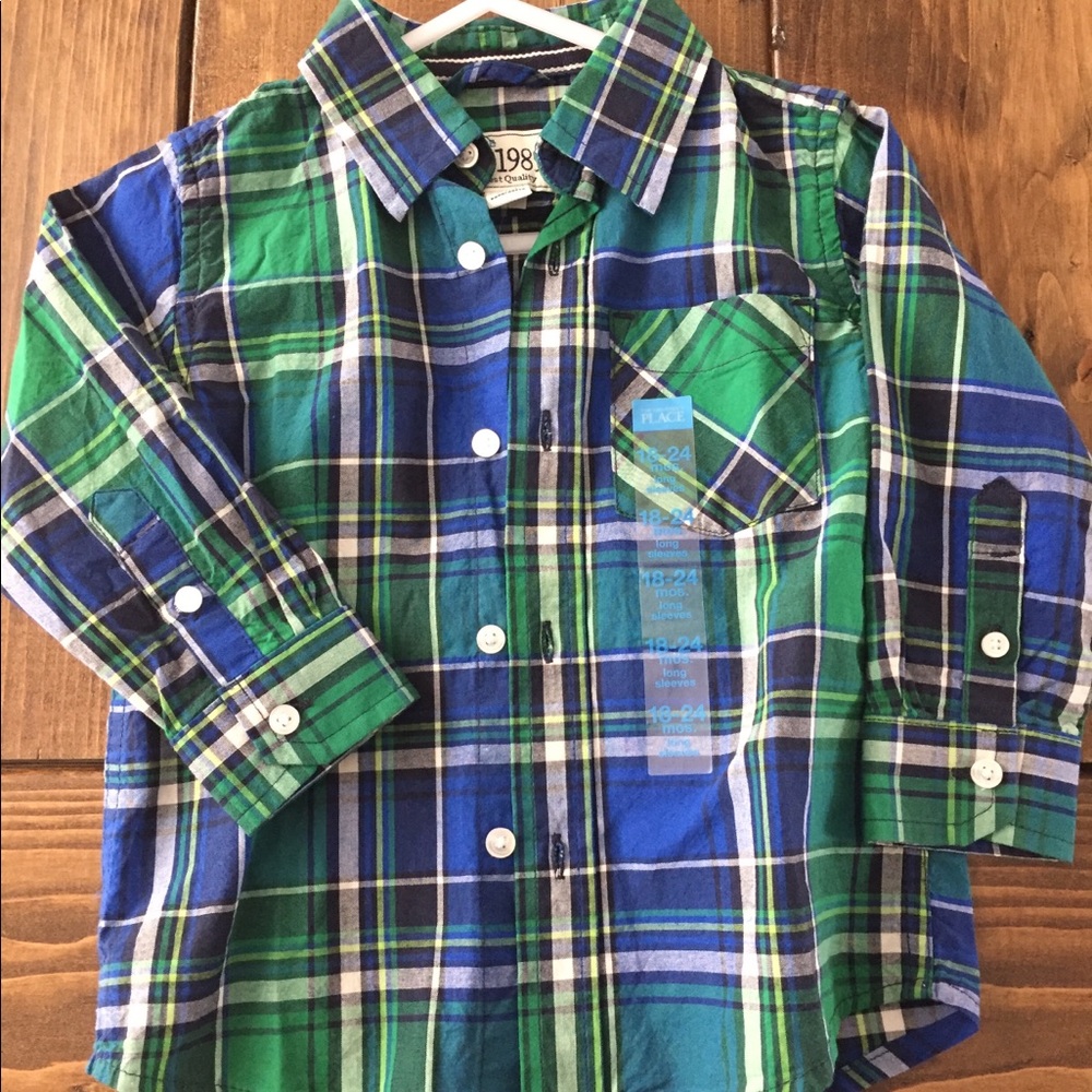 Children’s place plaid button up shirt